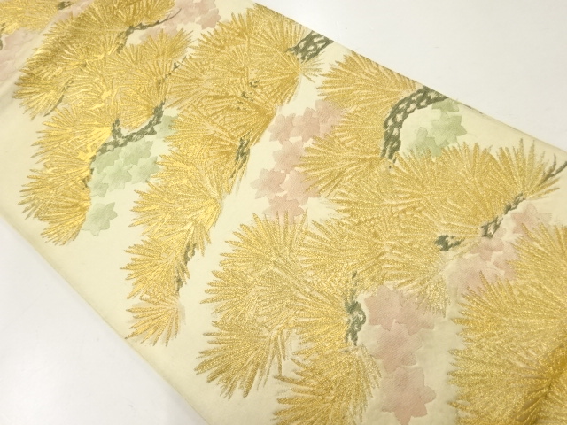 アンティーク　松に楓模様織出し袋帯（材料）